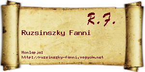 Ruzsinszky Fanni névjegykártya